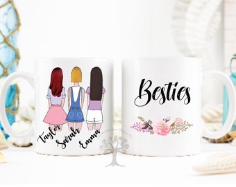 Best friends Mug, Personalized Best Friend Gift, Best Friend Gift, Friendship Gift, Unique Friendship Gift, Besties Mug, 3 Best friends.
