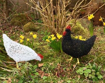 chicken ornament decor garden wire handmade unique sculpture animal metal