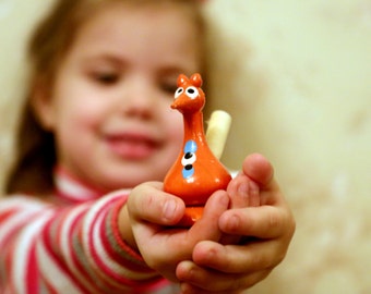 Kids gift kids toy girls toy wood toy wooden toy Handmade toy woodland toy fox figurine Animal toy fox toy Whistle toy Childrens toy