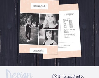 Portrait Photography Pricing Template | Photography Price List | Price Guide List for Photographers | Senior Photographer Price Sheet