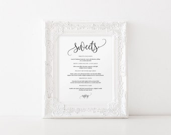 Sweets Menu Template, Editable Dessert Table PDF Printable, Refreshments, Cookies, Cake, Cupcakes, Menu, Instant Download PDF, MAM210_11