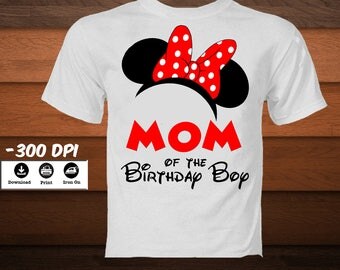 DIY Mom of the Birthday Boy Minnie Mouse Shirt Printable Disney Iron on Transfer T-Shirt Bow Minnie mouse head Party Shirt-DIGITAL DOWNLOAD