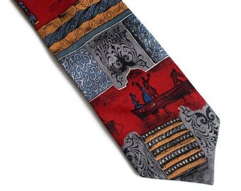 Vintage Mens Necktie, Mens necktie, Gift for him, Red necktie, Necktie, Romantic necktie, Patterned necktie, Vintage necktie