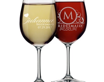 Bridesmaid Gift - Bridesmaid Wine Glasses - Personalized Wine Glass - Custom Wine Glasses Bridesmaid Wedding Party Wine Glasses
