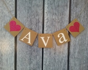 Baby girl banner, custom name banner, girl banner pink, baby girl shower banner, girl baby shower banner, pink banner, pink name banner