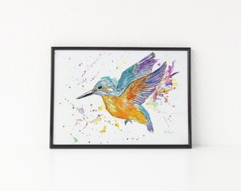 Flying bird painting | Etsy