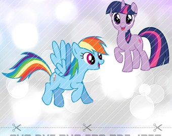 My Little Pony Rainbow&Twilight Sparkle Layered Vector Cut File SVG DXF Eps Cricut Designs Silhouette Cameo Party Decorations Vinyl Tshirt