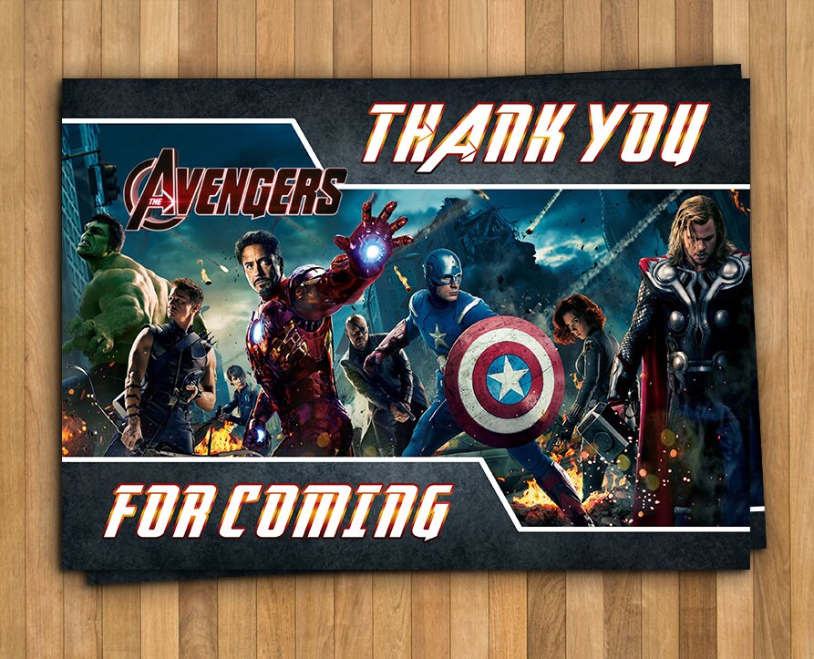 Avengers Captain America Superhero Thank You Card Favor Tags
