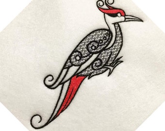 Ornamental Woodpecker - Ornament Animal Collection #28 Machine Embroidery Design - Five Sizes: 3.5 to 5.5 inch - Instant Download!