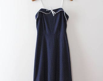 vintage 1950s style dress // 70s does 50s polka dot dress