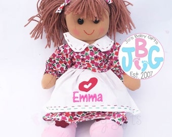 Personalised Rag doll, Embroidered Childrens Dolls/Teddys, birthday/special occasion gift, any name embroidered, custom childrens gift