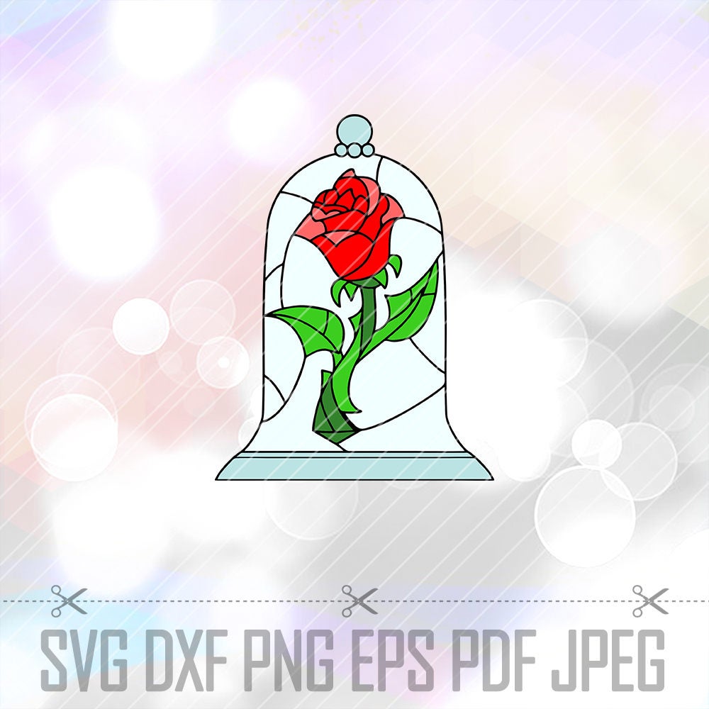 Download Beauty and the Beast Rose SVG DXF Png Eps Layered Cut File
