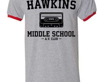 Stranger Things T Shirt / Hawkins Middle School Ringer / A.V. Club / Stranger Things / Hawkins / Eleven / Tumblr Shirts / Hawkins Shirt