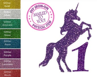 Diy UNICORN FIRST BIRTHDAY Iron-On, Vinyl Applique Decal, 1st, Shirt, Tank, Party Favor, Girl, Child, Kid, Patch, Transfer, Number One