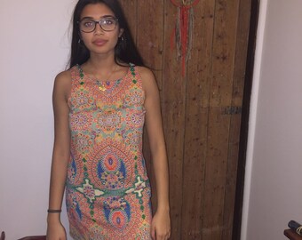 Psychedelic Mini Shift Dress 60/70s