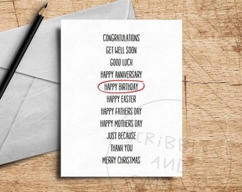 All occasions - greeting card - happy birthday - congratulations - happy fathers day - thank you - good luck - just because