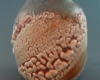 Large Jar, wood-fired stoneware w/ crawling shino, oribe, iron slip and natural ash glazes