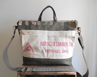 Military Canvas, lumber apron carryall, tote, laptop bag - Smithville Wooster Ohio - eco vintage fabrics