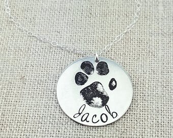 Personalized Necklace - Paw Print Necklace - Pet Memorial Jewelry - Personalized Gift - Personalized Jewelry - Custom Print Jewelry