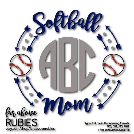 Download Softball Mom Monogram Wreath with Arrows monogram NOT