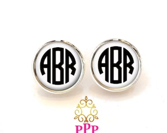 Monogram Earrings, Monogram Jewelry, Personalized, Initial Earrings, Gift for Her - Style 388