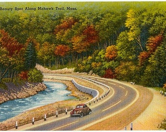 Mohawk Trail Vintage Postcard - Scenic Drive along the Mohawk Trail (Unused)