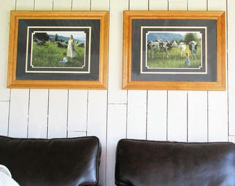 Two Robert Duncan Framed Prints "Anniken and the Cows" and "Tending"