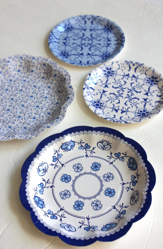 Blue And White Plates sale 12 floral tea party mini paper plates blue white Blue And White Plates sale 12 floral tea party mini paper plates blue white