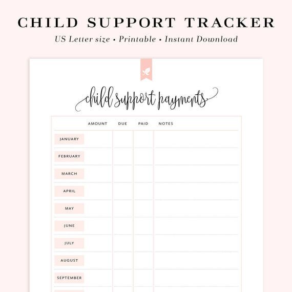 child support payment tracker printable child support