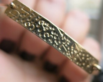 Stamped Bar Bangle Bracelet, Personalized Gift Bracelet, Secret Code, Gold Rectangular Bar Bracelet, 10 Characters Stamped, Handmade Bangle