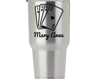 Playing Cards - Poker - Bridge - Gambling Decal - Adheres to Yeti, Ozark, Arctic, Tumblers, Glass and Laptops - Customize