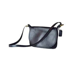 Vintage Black Leather COACH Bag, Crossbody Purse 4150