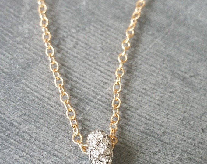 Crystal Necklace, Pave Crystal Necklace, Gold and Silver Pave Crystal Necklace, Gold Crystal Necklace, Silver Crystal Necklace, Pave Crystal