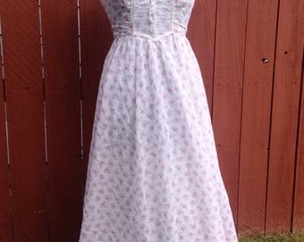 70's Gunne Sax Dress/ Vintage floral maxi prairie dress