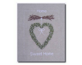 Home Sweet Home Wreath cross stitch patterns by Une Croix, le Temps d'un Thé at thecottageneedle.com holidays embroidery woodland Christmas
