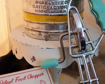 Vintage Triple Screen "Sift-Chine" Flour Sifter with Mustard Yellow stripes, 1940s