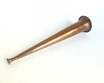 Copper and Brass Fox Hunting Horn Bugle Trumpet with Patina Equestrian Home Decor Prop