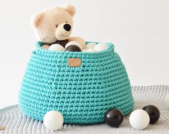 Crocheted storage basket / knitted laundry basket / handmade toy basket / storing basket / storage bin / nursery storage