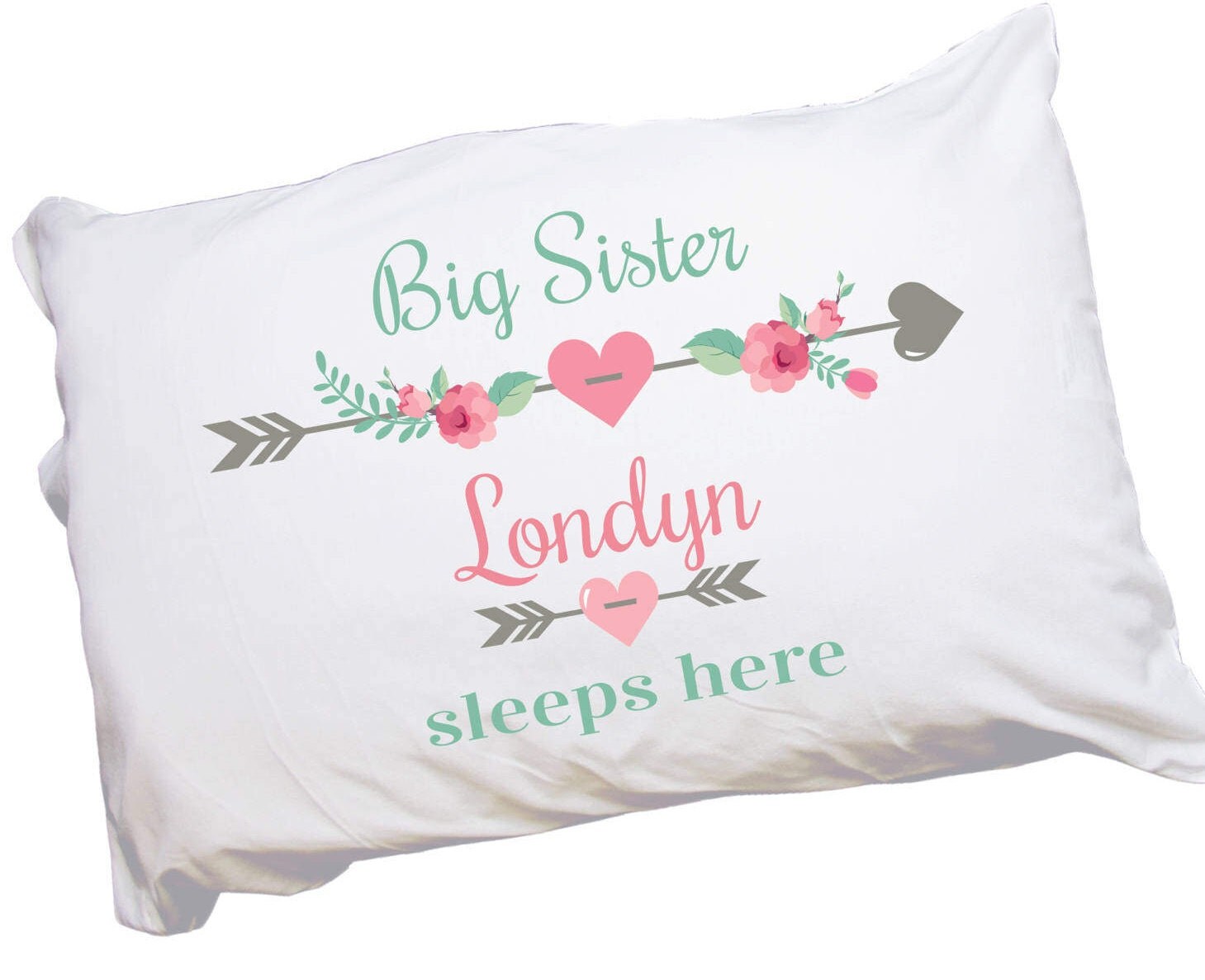 Big Sister Sleeps Here Pillowcase Girls Personalized Pillow