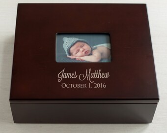 Personalized Baby Keepsake Box with Photo: Personalized Baby Shower Gift, Unique Gift for New Baby, Custom Baby Keepsake, Newborn Gift