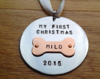 Dog First Christmas tree Ornament - Bone Dog Christmas - Personalized Ornament - Name Gift - Pet ornament