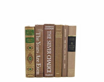 Mocha Brown Book Collection, Decorative Books, Book Collection, Costain, Wedding Decor, Library, Photo props, BOok Decor
