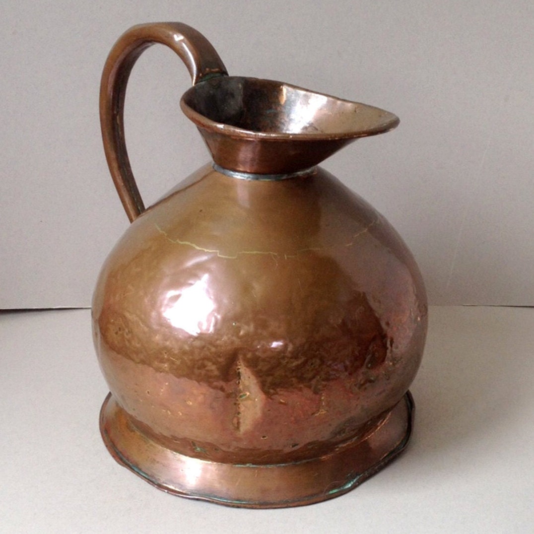 Antique copper ale jug 2 gallon beer pitcher Lead