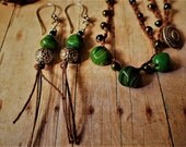 Items similar to Holiday Sale!! Jade Green Dangle l Earrings -- Boho