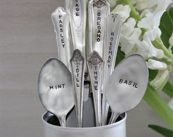 Hand Stamped Silver Plated Herb Marker