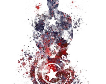 Captain America ART PRINT illustration, Superhero, Home Decor, Wall Art, Marvel