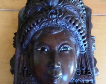 Chinese Mask, Empress Mask, Bone Eyes, Carved Mask, Carved Masks, Wall Masks, Asian Carvings, Chinese Carvings, Chinese Decor, Chinese Art