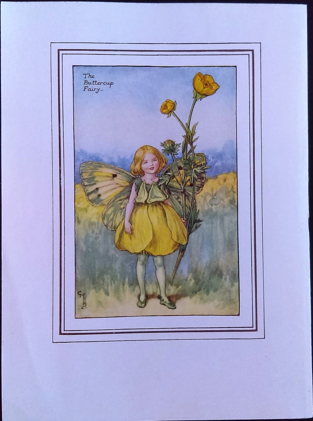 Buttercup Flower Fairy Vintage Print c.1927 Cicely Mary