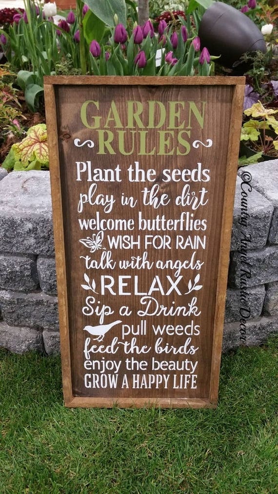 Garden Sign Garden Rules. Rustic sign. 12x24