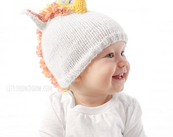 Magical Unicorn Hat KNITTING PATTERN - knit hat pattern for babies, infants - sizes 0-3 months, 6 months, 12 months, 2T+
